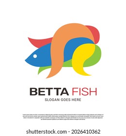 Beauty betta hobby color fish logo icon symbol template design