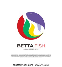 Beauty betta hobby color fish logo icon symbol template design