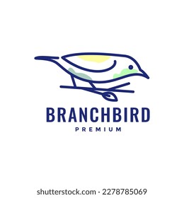 beauty bird perched line art modern abstract colorful logo design vector