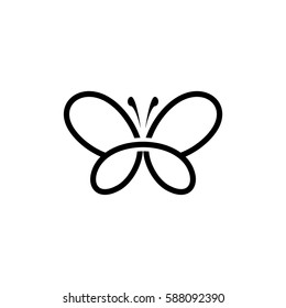 Beauty Black Butterfly Line Logo Template. Vector Illustration EPS 10.