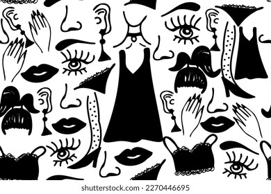 beauty in black fashionable stylish vector seamless pattern for design and decoration