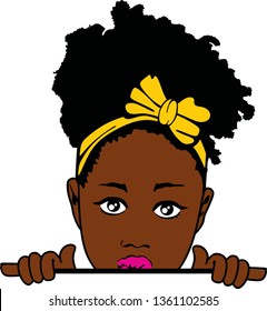 Beauty Black Girl With Bow, Layered Hair