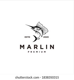 Beauty Black Marlin Fishing Logo Vector Illustration Isolated on White Background