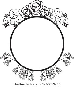 Beauty of black and white bouqet frame isolated on white background, design greeting card and invitation card. Vector