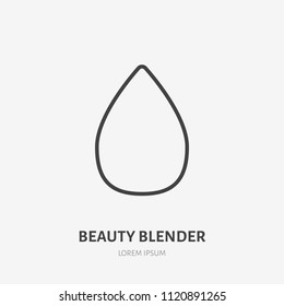 Beauty blender flat line icon. Makeup sign, illustration of foundation sponge. Thin linear logo for cosmetics store.