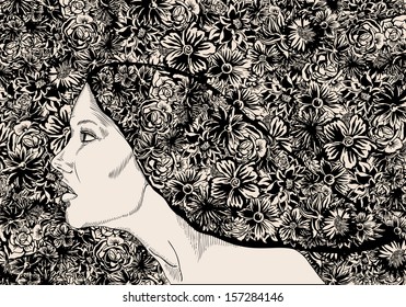 Beauty blends in nature. Floral Illustration.