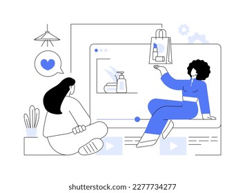 Beauty blogger abstract concept vector illustration. Blog content, homemade video production, beauty consultant, makeup advice, drugs and cosmetics review, how-to instructions abstract metaphor.