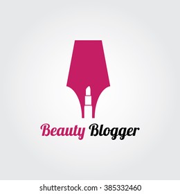 Beauty Blogger Logo concept, cosmetic, makeup, beauty salon, stylist vector logo design template.