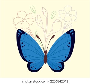 beauty blue butterfly insect icon