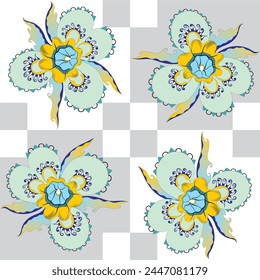 beauty blue flower pattern in shape