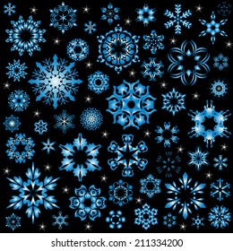 beauty of blue snowflake vector background