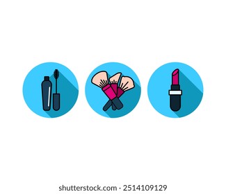 Beauty, Body Care and Cosmetics. Vector Linear Flat Icons and Design Elements