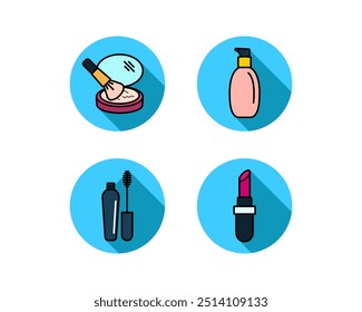 Beauty, Body Care and Cosmetics. Vector Linear Flat Icons and Design Elements
