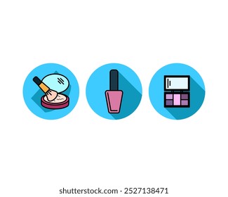 Belleza, Cuidado Corporal y Cosméticos. Iconos y Elementos de diseño planos lineales de Vector