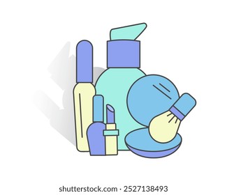 Belleza, Cuidado Corporal y Cosméticos. Iconos y Elementos de diseño planos lineales de Vector