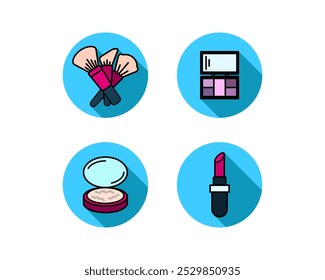 Belleza, Cuidado Corporal y Cosméticos. Iconos y Elementos de diseño planos lineales de Vector