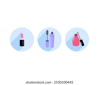 Belleza, Cuidado Corporal y Cosméticos. Iconos y Elementos de diseño planos lineales de Vector