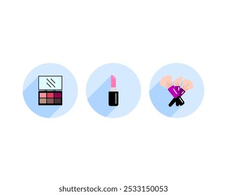 Belleza, Cuidado Corporal y Cosméticos. Iconos y Elementos de diseño planos lineales de Vector