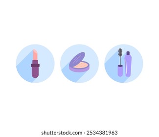 Belleza, Cuidado Corporal y Cosméticos. Iconos y Elementos de diseño planos lineales de Vector