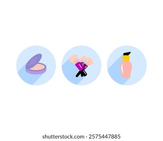 Beauty, Body Care and Cosmetics. Vector Linear Flat Icons and Design Elements