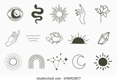 Beauty Boho Collection Handsnakeeyesunvector Illustration ...