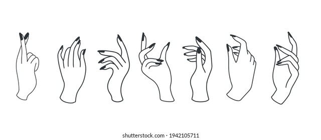 Beauty boho collection with hand.Vector illustration for icon,sticker,printable and tattoo