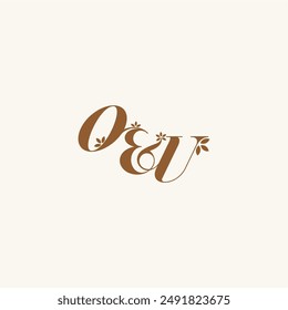 beauty bold monogram leaf logo organic and nature concept OU initial wedding letter