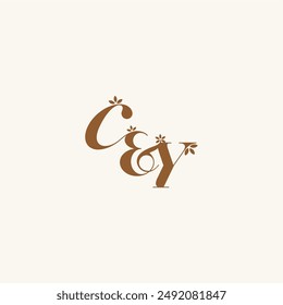 beauty bold monogram leaf logo organic and nature concept CY initial wedding letter