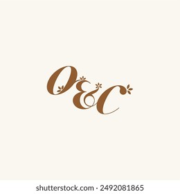 Logo de la hoja del monograma de la belleza atrevida orgánica y concepto de la naturaleza OC carta de boda inicial