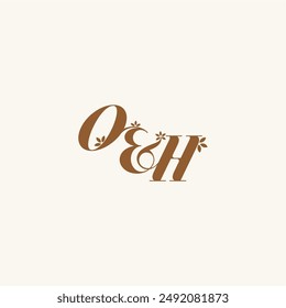 beauty bold monogram leaf logo organic and nature concept OH initial wedding letter