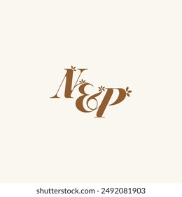 beauty bold monogram leaf logo organic and nature concept NP initial wedding letter
