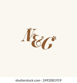 beauty bold monogram leaf logo organic and nature concept NG initial wedding letter