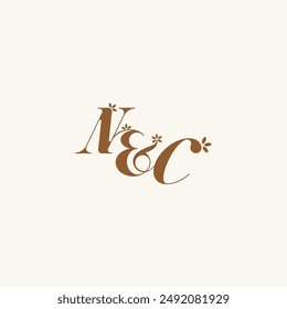 beauty bold monogram leaf logo organic and nature concept NC initial wedding letter