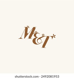 beauty bold monogram leaf logo organic and nature concept MT initial wedding letter