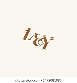 Logo de la hoja del monograma de la belleza atrevida orgánica y naturaleza concepto LY carta de boda inicial