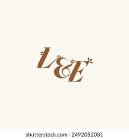 beauty bold monogram leaf logo organic and nature concept LE initial wedding letter