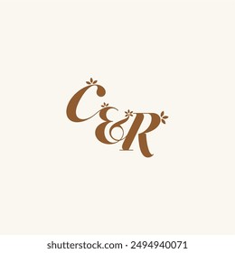 beauty bold monogram leaf logo organic and nature concept CR initial wedding letter