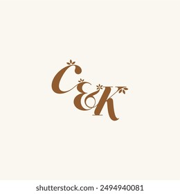 beauty bold monogram leaf logo organic and nature concept CK initial wedding letter