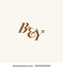 beauty bold monogram leaf logo organic and nature concept BY initial wedding letter