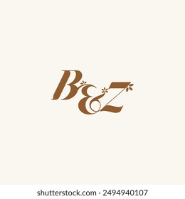 beauty bold monogram leaf logo organic and nature concept BZ initial wedding letter