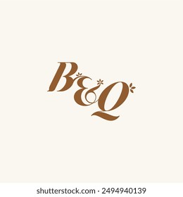 Belleza negrita monograma hoja logo orgánico y naturaleza concepto BQ carta de boda inicial
