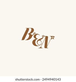 beauty bold monogram leaf logo organic and nature concept BN initial wedding letter