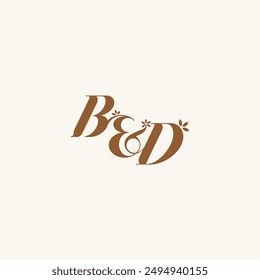 beauty bold monogram leaf logo organic and nature concept BD initial wedding letter