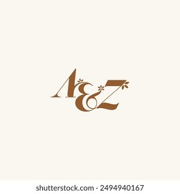 beauty bold monogram leaf logo organic and nature concept AZ initial wedding letter