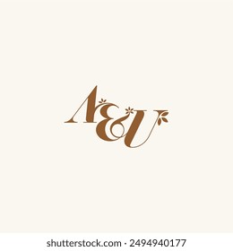 beauty bold monogram leaf logo organic and nature concept AU initial wedding letter