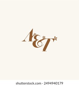 beauty bold monogram leaf logo organic and nature concept AT initial wedding letter