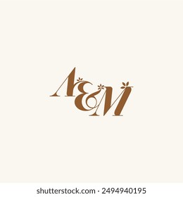 beauty bold monogram leaf logo organic and nature concept AM initial wedding letter