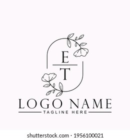 Beauty Botanical Initial Vector Logo Template Design Letter ET