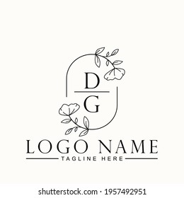 Beauty Botanical Initial Vector Logo Template Design Letter DG