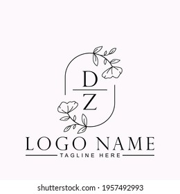 Beauty Botanical Initial Vector Logo Template Design Letter DZ